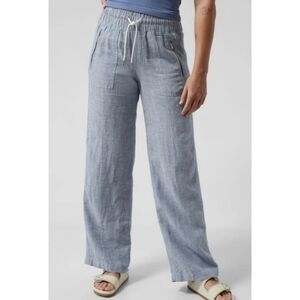 Athleta Cabo Wide Leg Linen Chambray Pants Size 4